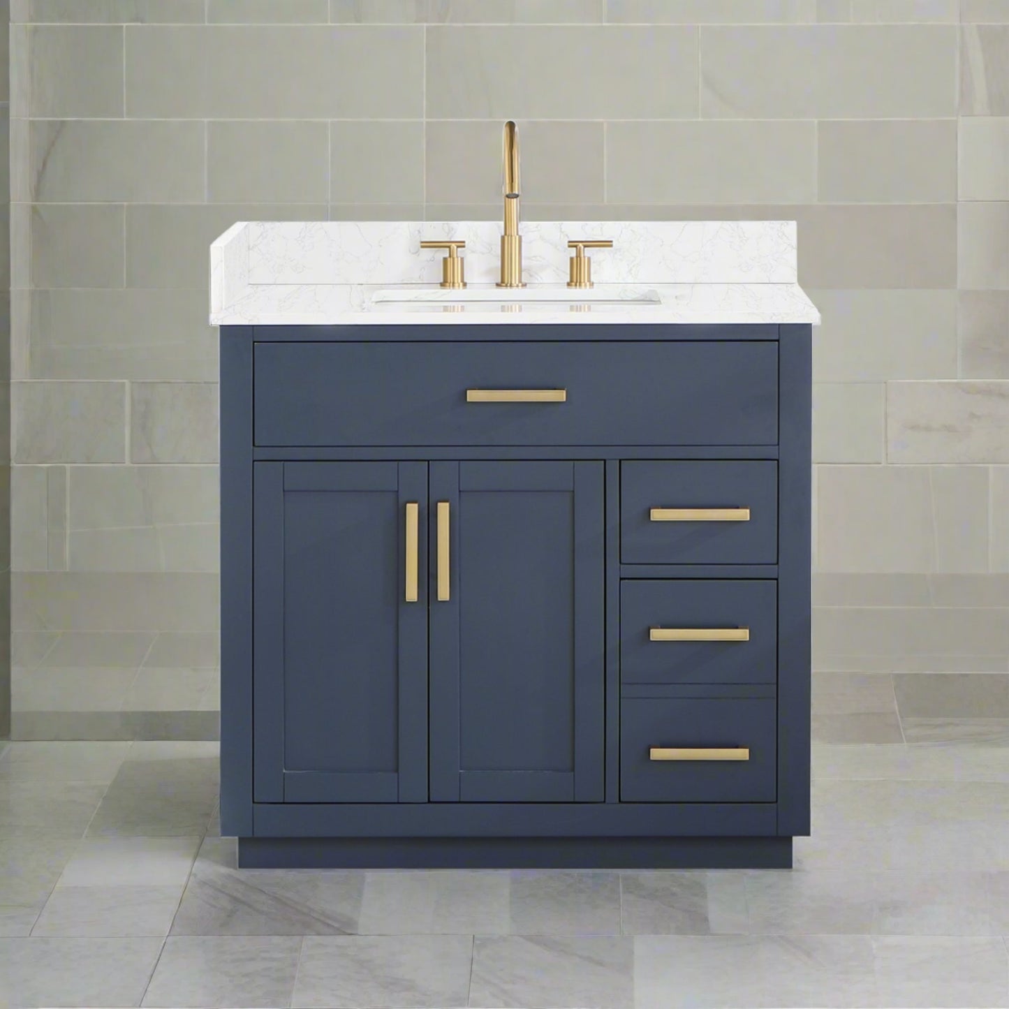 Gavino 36" Single Bathroom Vanity with Grain White Composite Stone Countertop by Altair Design