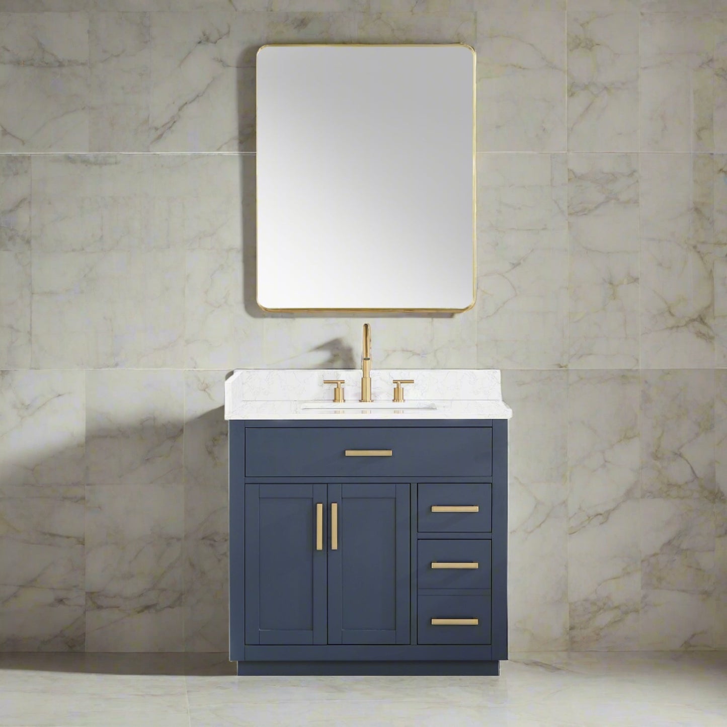 Gavino 36" Single Bathroom Vanity with Grain White Composite Stone Countertop by Altair Design