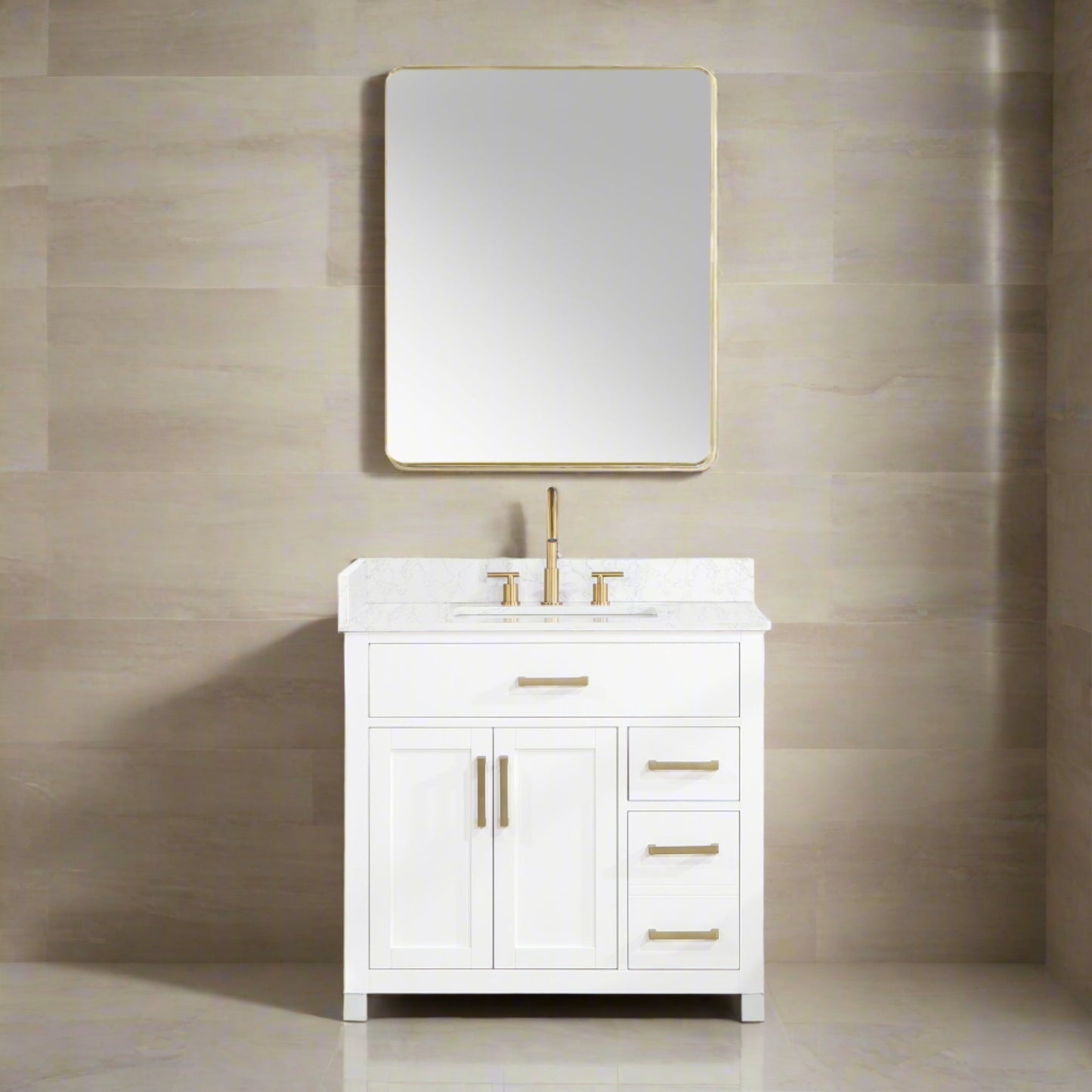 Gavino 36" Single Bathroom Vanity with Grain White Composite Stone Countertop by Altair Design