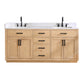 Altair Gavino 72" Double Sink Bathroom Vanity, Light Brown, Stone Top