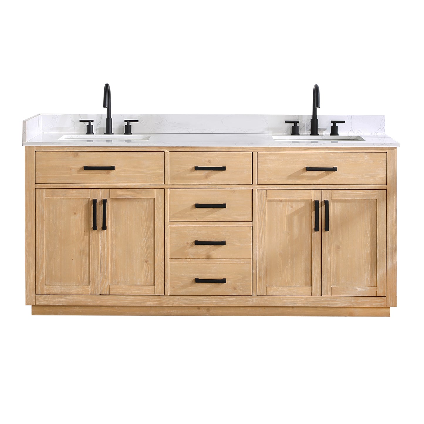 Altair Gavino 72" Double Sink Bathroom Vanity, Light Brown, Stone Top