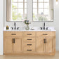 Altair Gavino 72" Double Sink Bathroom Vanity, Light Brown, Stone Top