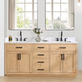 Altair Gavino 72" Double Sink Bathroom Vanity, Light Brown, Stone Top