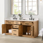 Altair Gavino 72" Double Sink Bathroom Vanity, Light Brown, Stone Top