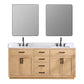Altair Gavino 72" Double Sink Bathroom Vanity, Light Brown, Stone Top