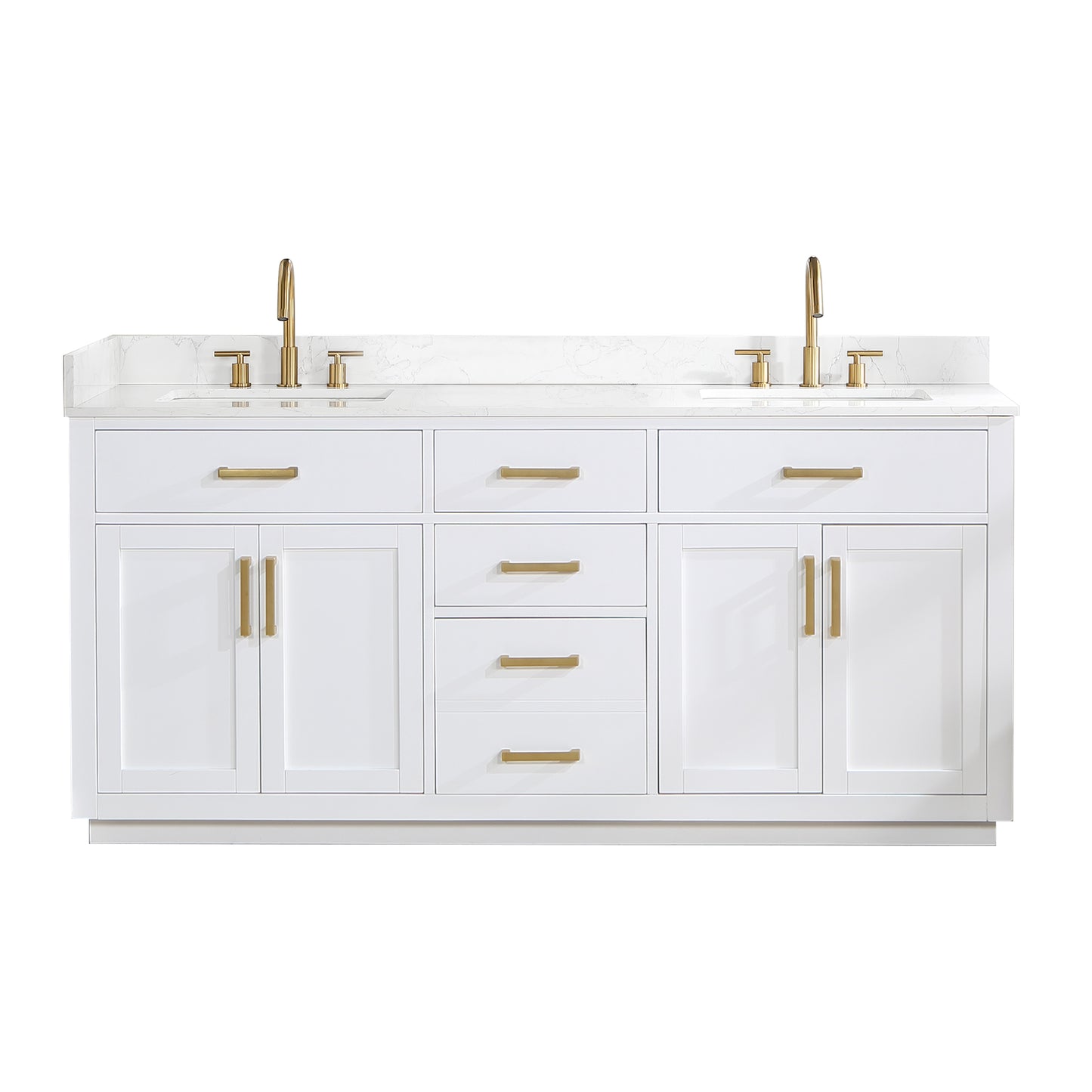 Altair Gavino 72" Double Sink Bathroom Vanity, Light Brown, Stone Top
