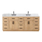 Altair Gavino 84" Double Sink Bathroom Vanity, Light Brown, Stone Top