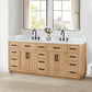 Altair Gavino 84" Double Sink Bathroom Vanity, Light Brown, Stone Top
