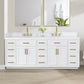 Altair Gavino 84" Double Sink Bathroom Vanity, Light Brown, Stone Top