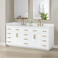 Altair Gavino 84" Double Sink Bathroom Vanity, Light Brown, Stone Top