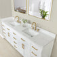 Altair Gavino 84" Double Sink Bathroom Vanity, Light Brown, Stone Top