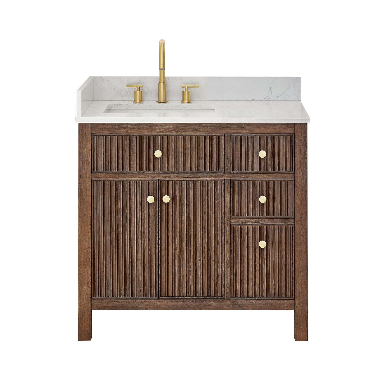 Altair Cerrito 36" Single Sink Bathroom Vanity, Natural Oak, Stone Top