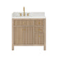 Altair Cerrito 36" Single Sink Bathroom Vanity, Natural Oak, Stone Top