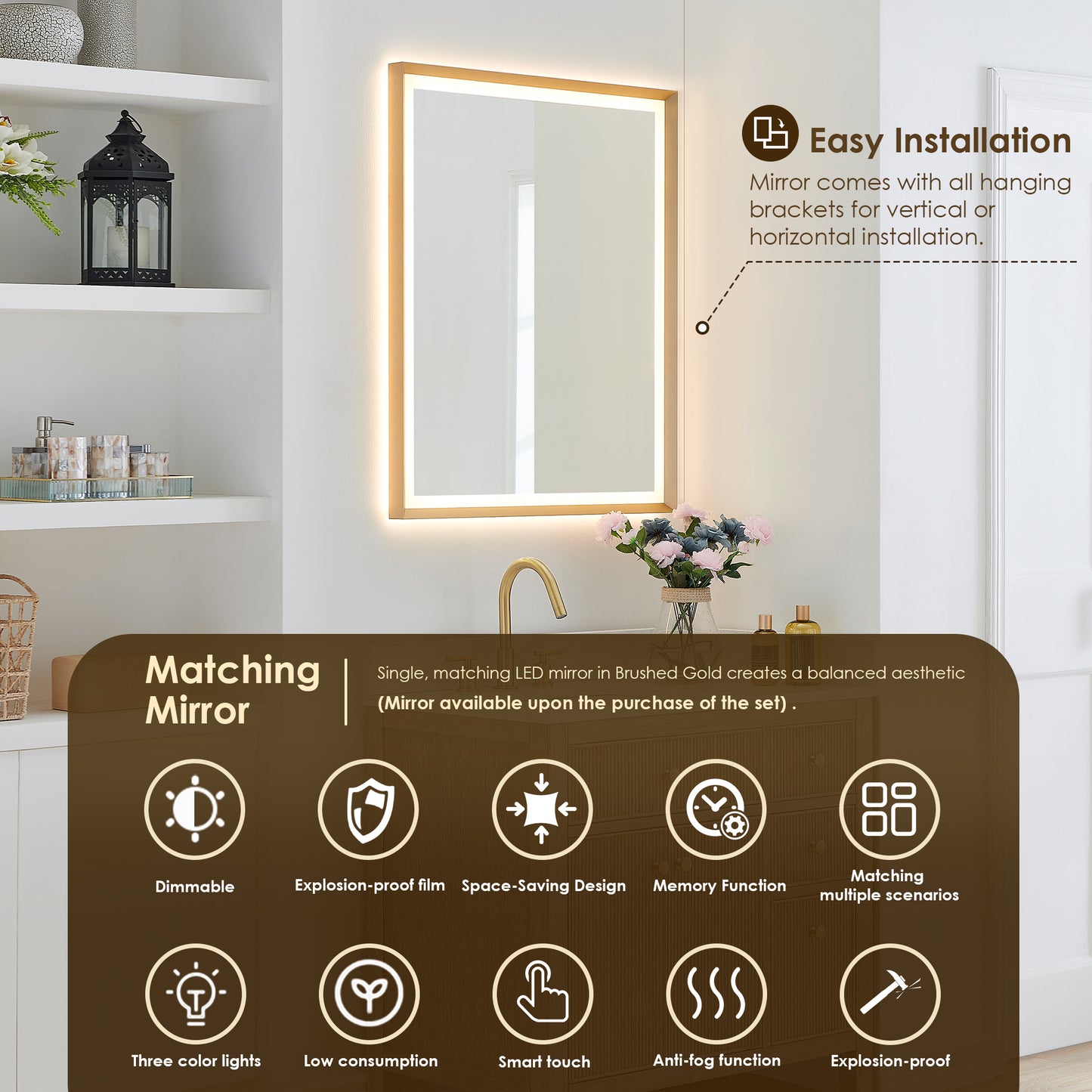 Altair Cerrito 36" Single Sink Bathroom Vanity, Natural Oak, Stone Top