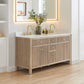 Altair Cerrito 60" Double Sink Bathroom Vanity, Natural Oak, Stone Top