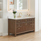 Altair Cerrito 60" Single Sink Bathroom Vanity, Natural Oak, Stone Top