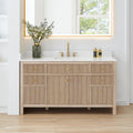 Altair Cerrito 60" Single Sink Bathroom Vanity, Natural Oak, Stone Top