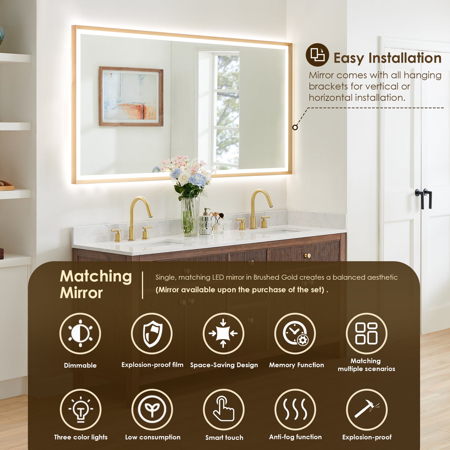 Altair Cerrito 72" Double Sink Bathroom Vanity, Natural Oak, Stone Top