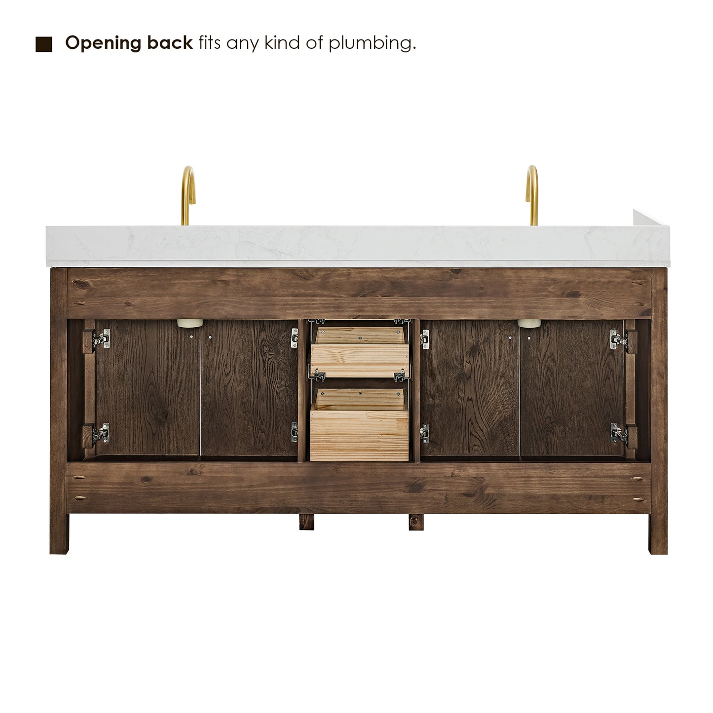 Altair Cerrito 72" Double Sink Bathroom Vanity, Natural Oak, Stone Top