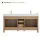Altair Cerrito 72" Double Sink Bathroom Vanity, Natural Oak, Stone Top