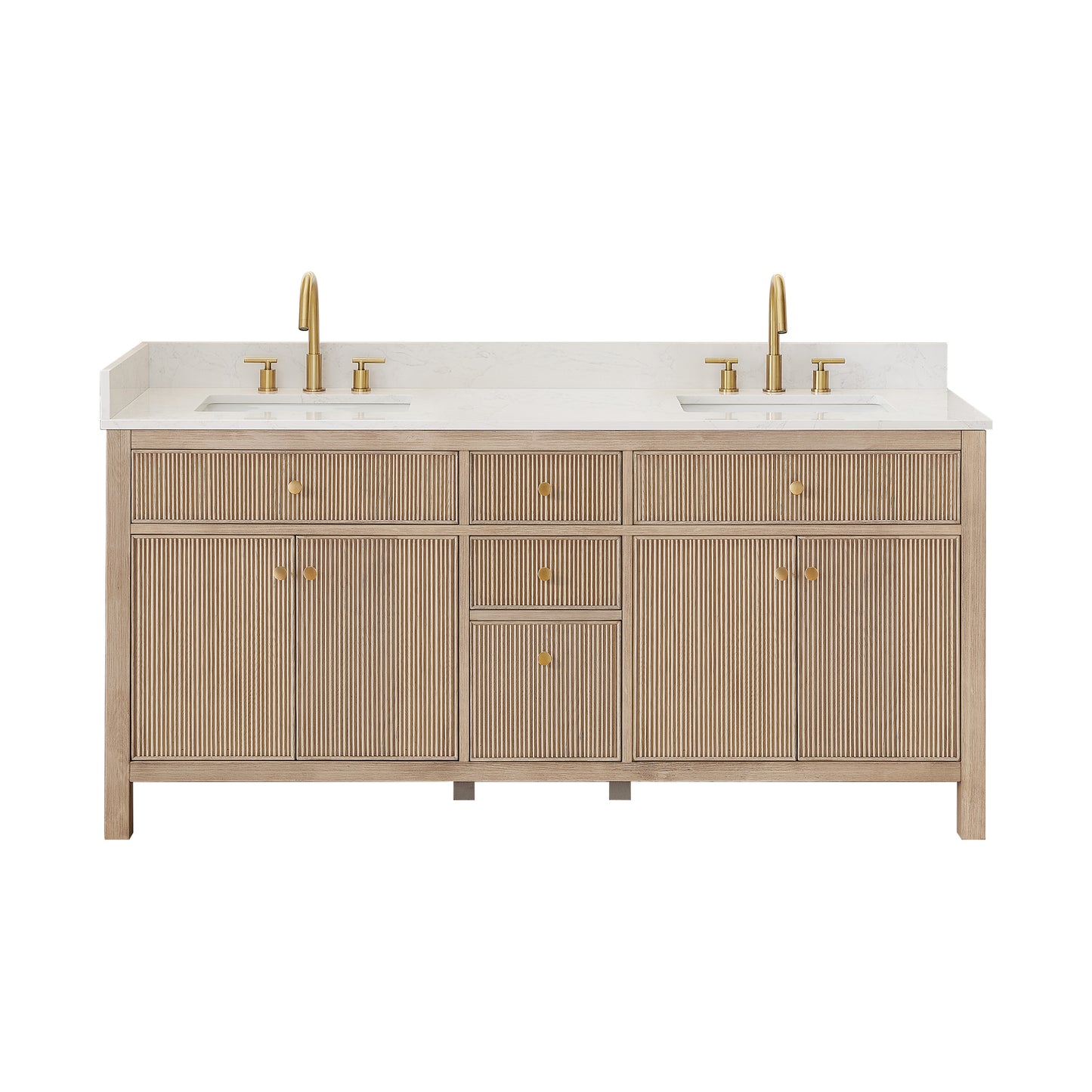 Altair Cerrito 72" Double Sink Bathroom Vanity, Natural Oak, Stone Top