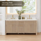 Altair Cerrito 72" Double Sink Bathroom Vanity, Natural Oak, Stone Top