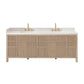 Altair Cerrito 84" Double Sink Vanity with Grain White Engineered Stone Countertop and Natural Oak finish.