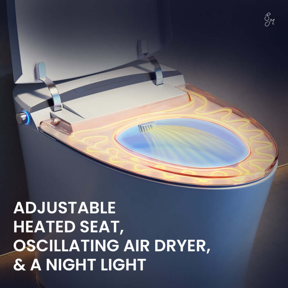 Swiss Madison Viro V15 Signature Smart Bidet Toilet showcasing adjustable heated seat, oscillating air dryer, and night light.