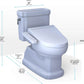 Toilet with dimensions labeled on a white background