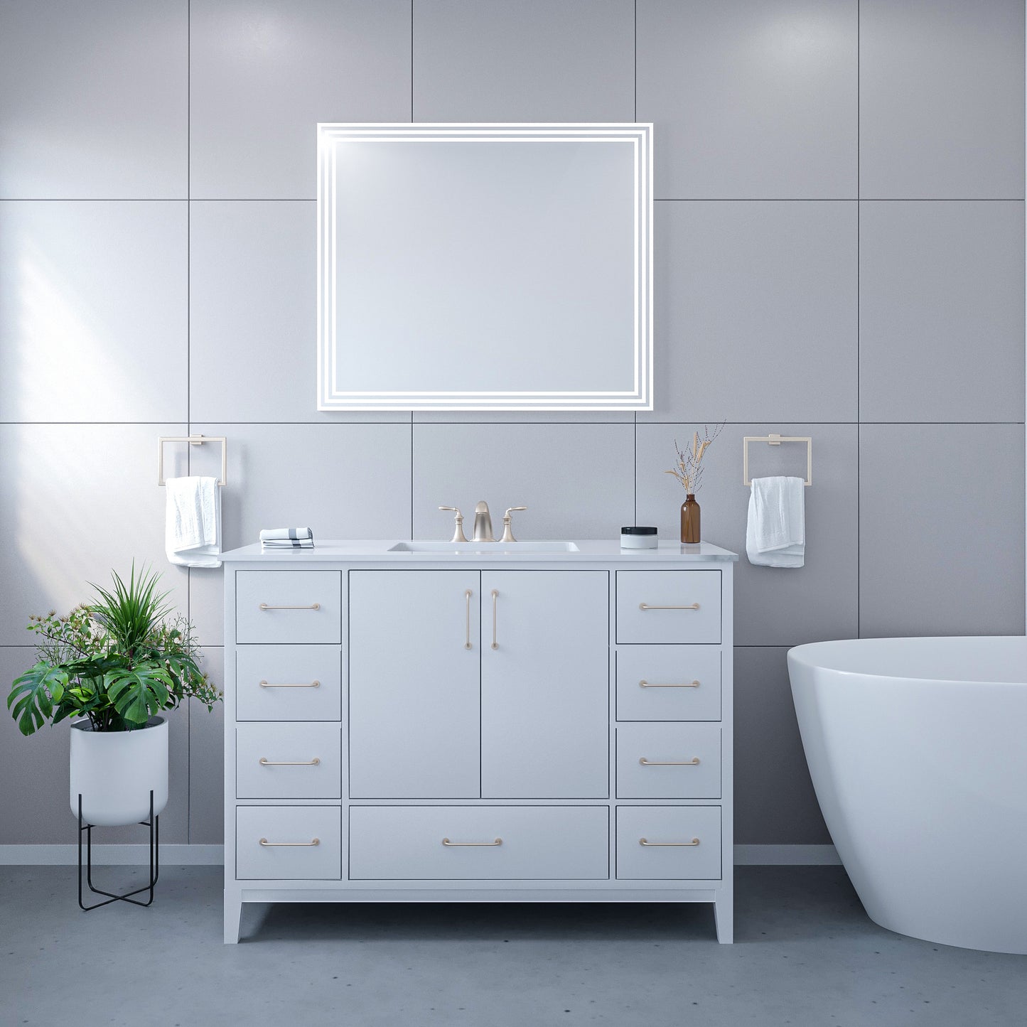 Livorno Rectangle Frameless Modern LED Bathroom Vanity Mirror