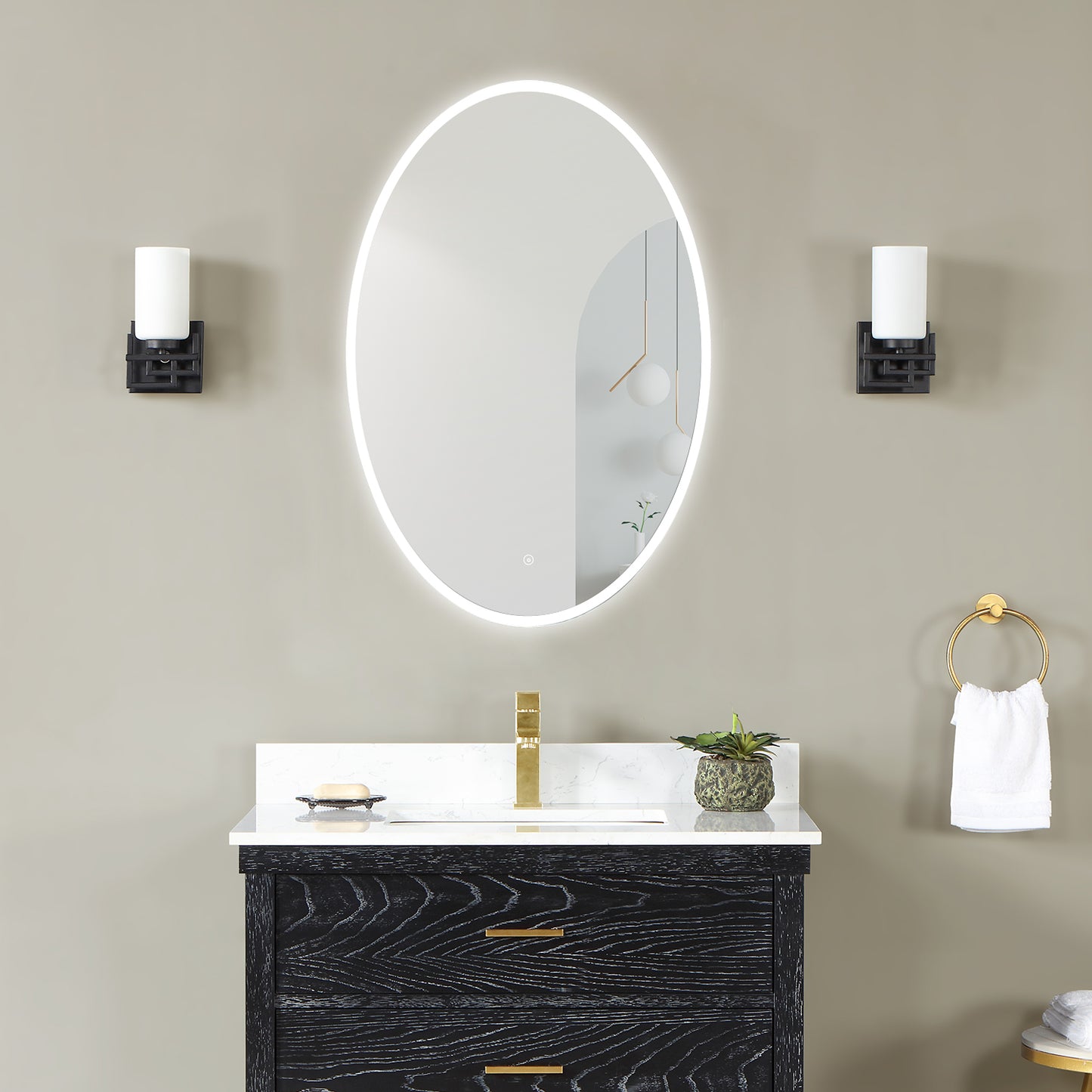 Matera 24' Oval Frameless Modern LED Bathroom Vanity Mirror