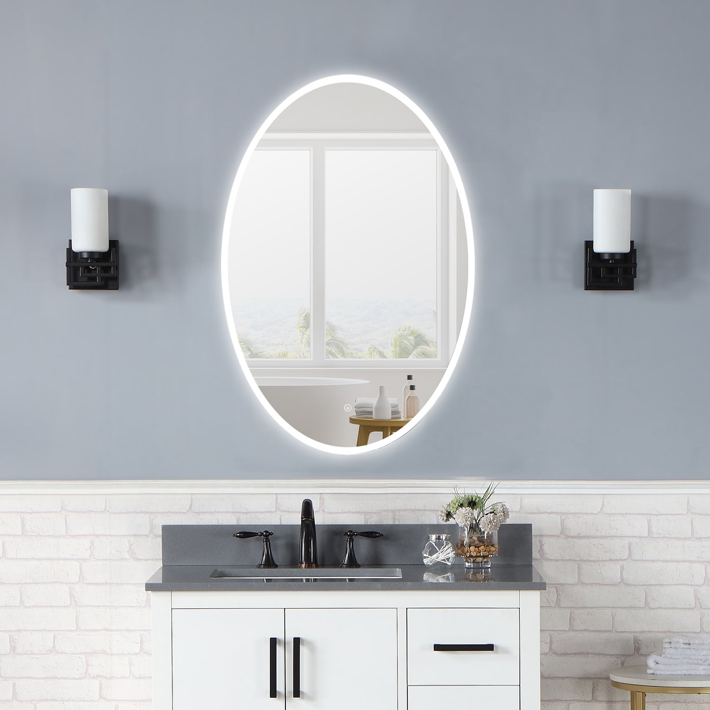 Matera 24' Oval Frameless Modern LED Bathroom Vanity Mirror