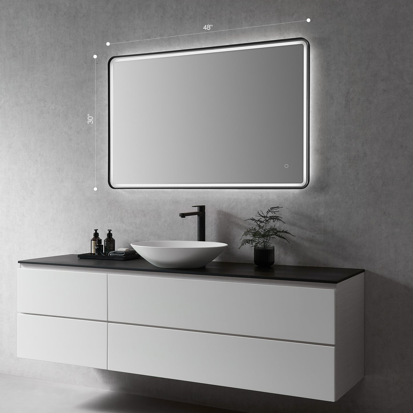 Viaggi Modern Rectangle Bathroom/Vanity LED Lighted Wall Mirror