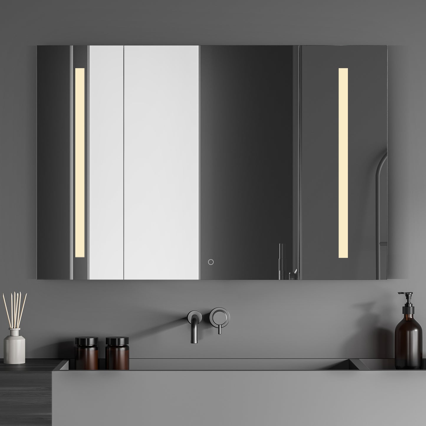 Catola 48" Rectangle Frameless Surface or Recessed Mounted LED Lighted Bathroom Medicine Cabinet