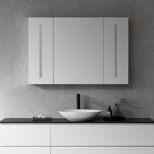 Catola 48" Rectangle Frameless Surface or Recessed Mounted LED Lighted Bathroom Medicine Cabinet