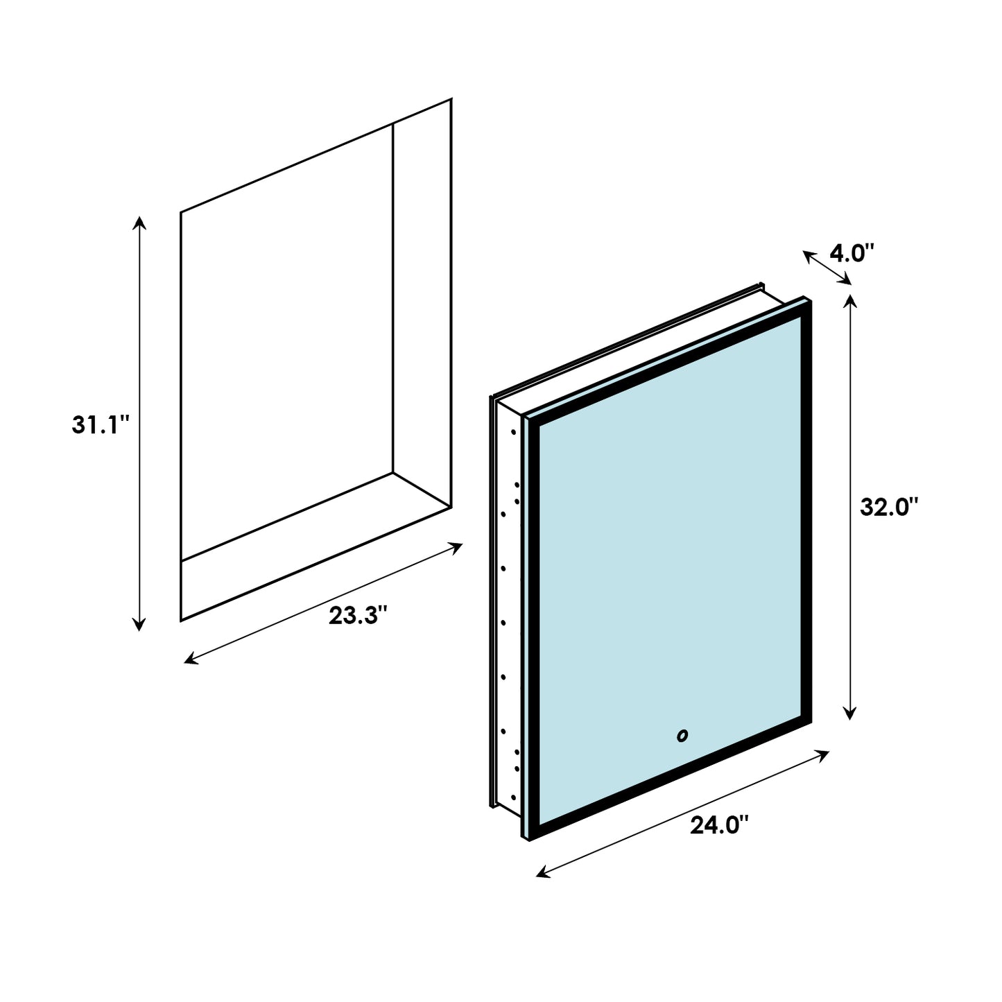 Carsoli Rectangle Frameless Surface/Recessed Mounted LED Lighted Bathroom Medicine Cabinet