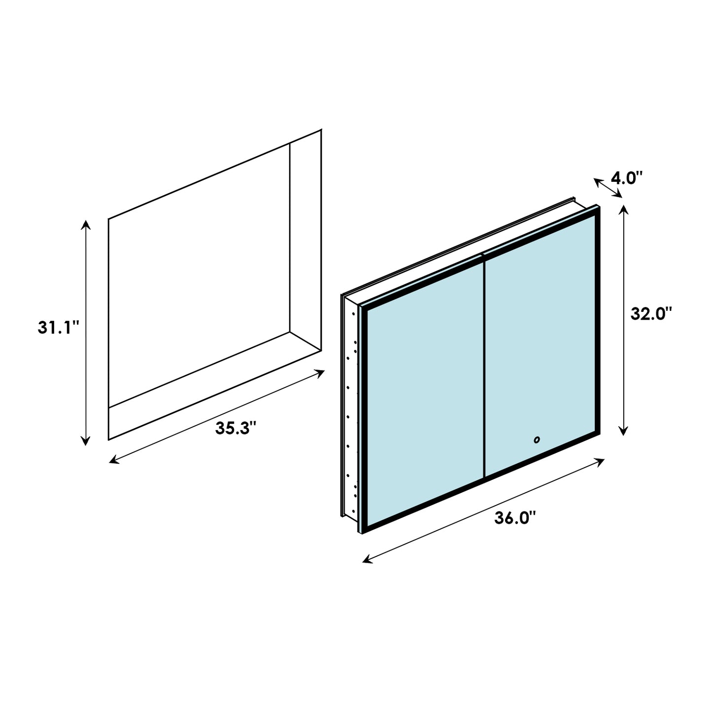 Carsoli Rectangle Frameless Surface/Recessed Mounted LED Lighted Bathroom Medicine Cabinet