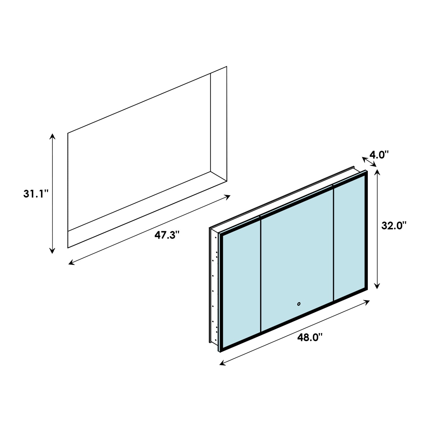 Carsoli Rectangle Frameless Surface/Recessed Mounted LED Lighted Bathroom Medicine Cabinet