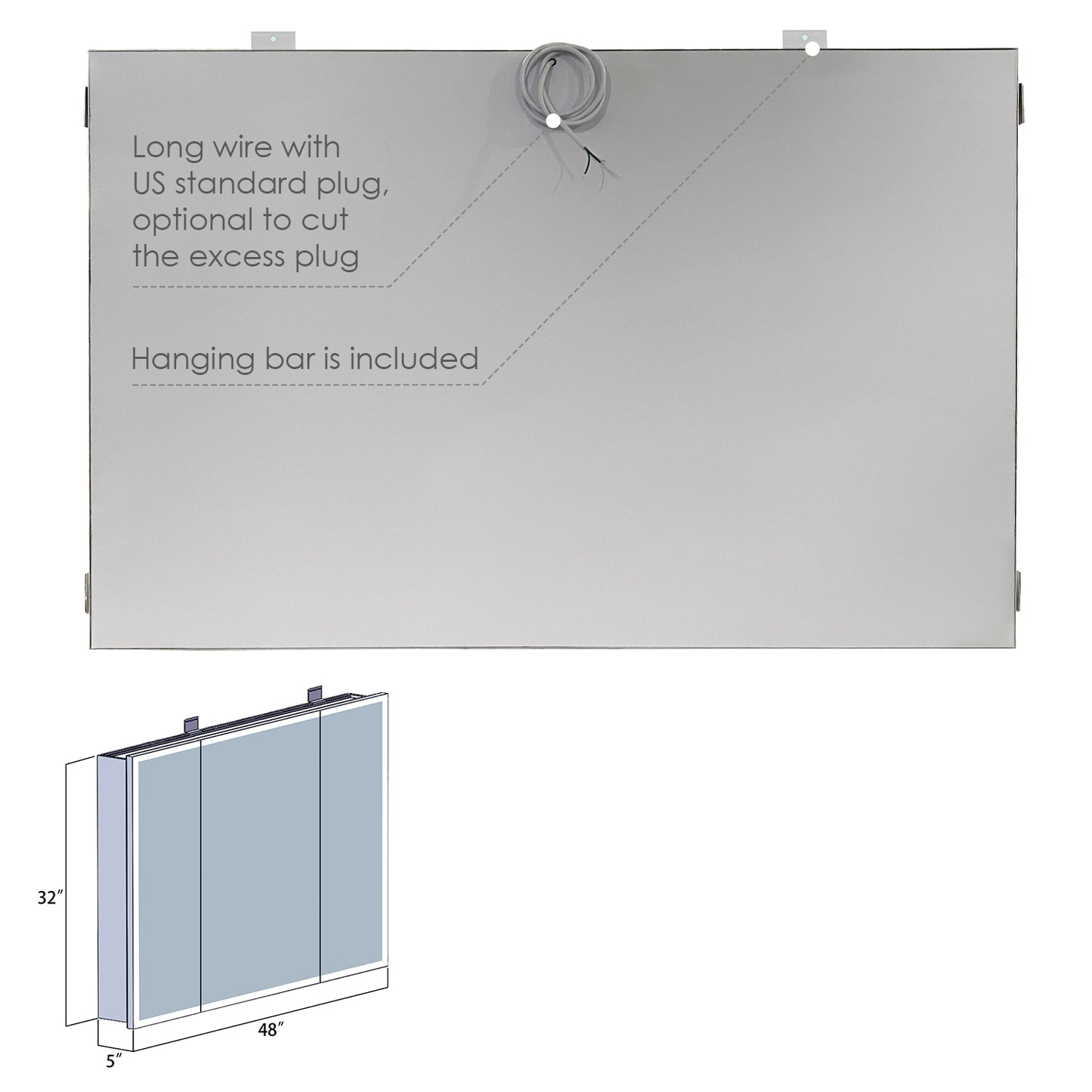 Carsoli Rectangle Frameless Surface/Recessed Mounted LED Lighted Bathroom Medicine Cabinet