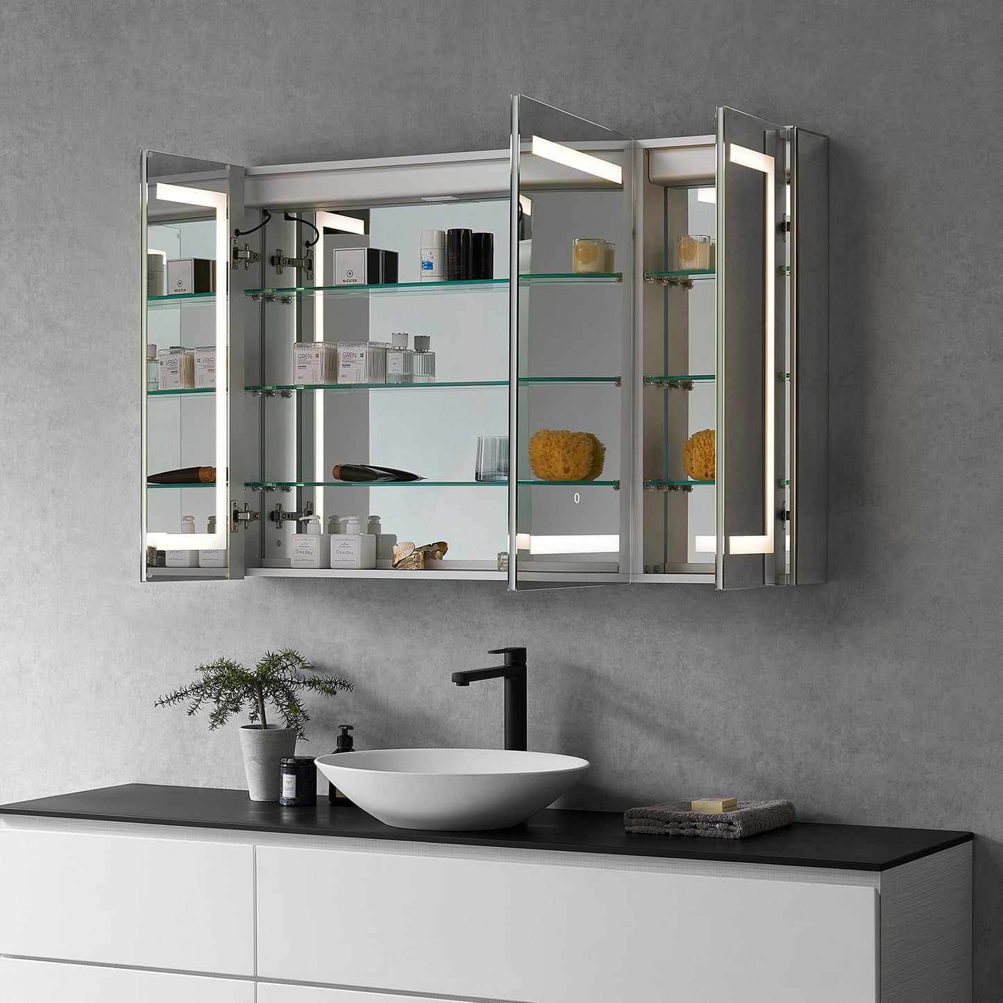 Bojano 48" Frameless Rectangle Surface or Recessed Mounted LED Lighted Bathroom Medicine Cabinet