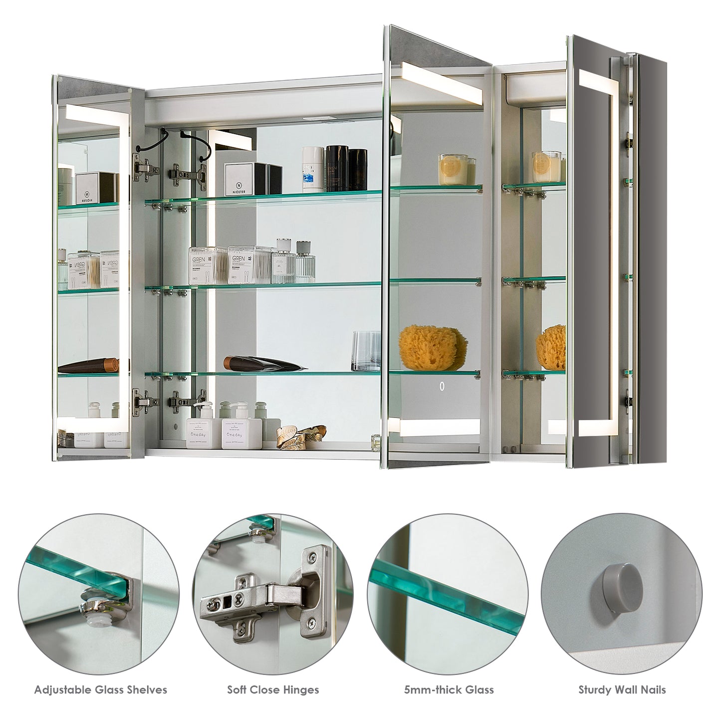 Bojano 48" Frameless Rectangle Surface or Recessed Mounted LED Lighted Bathroom Medicine Cabinet