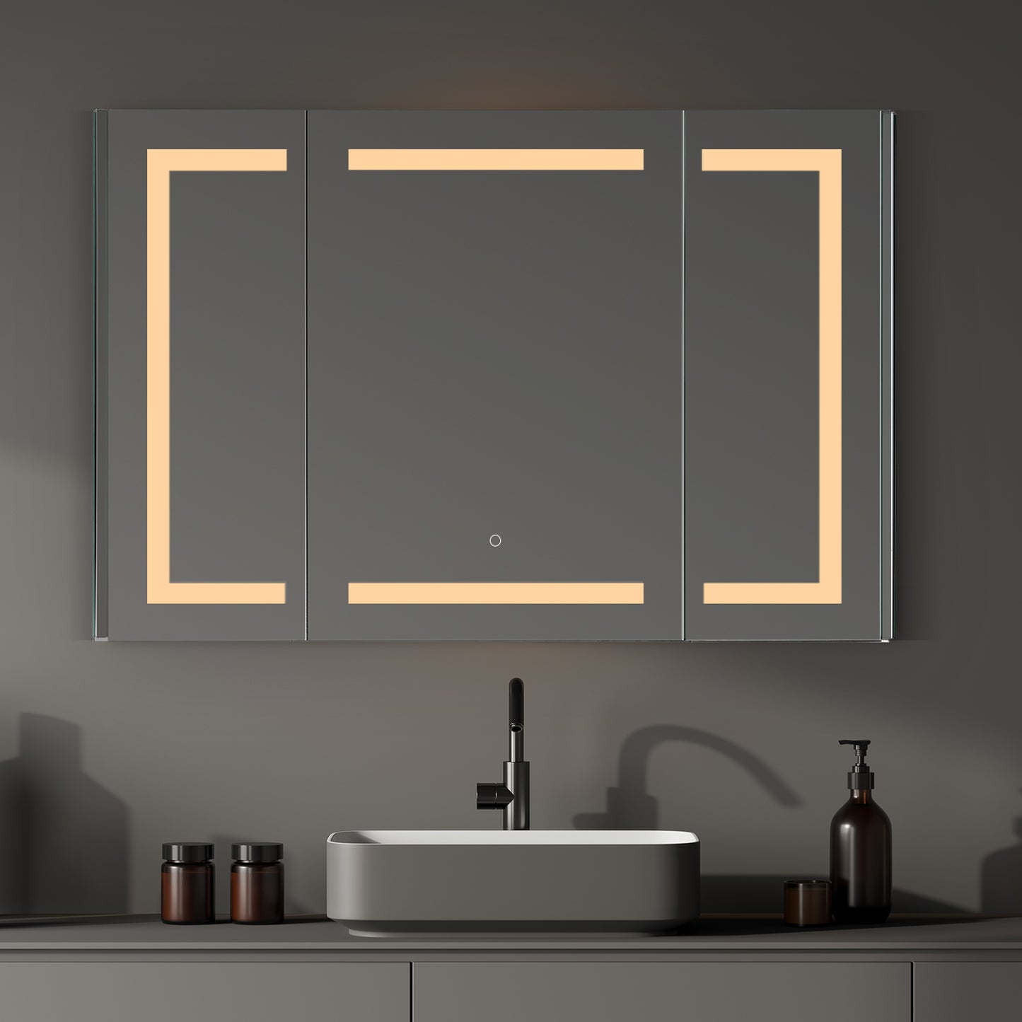 Bojano 48" Frameless Rectangle Surface or Recessed Mounted LED Lighted Bathroom Medicine Cabinet