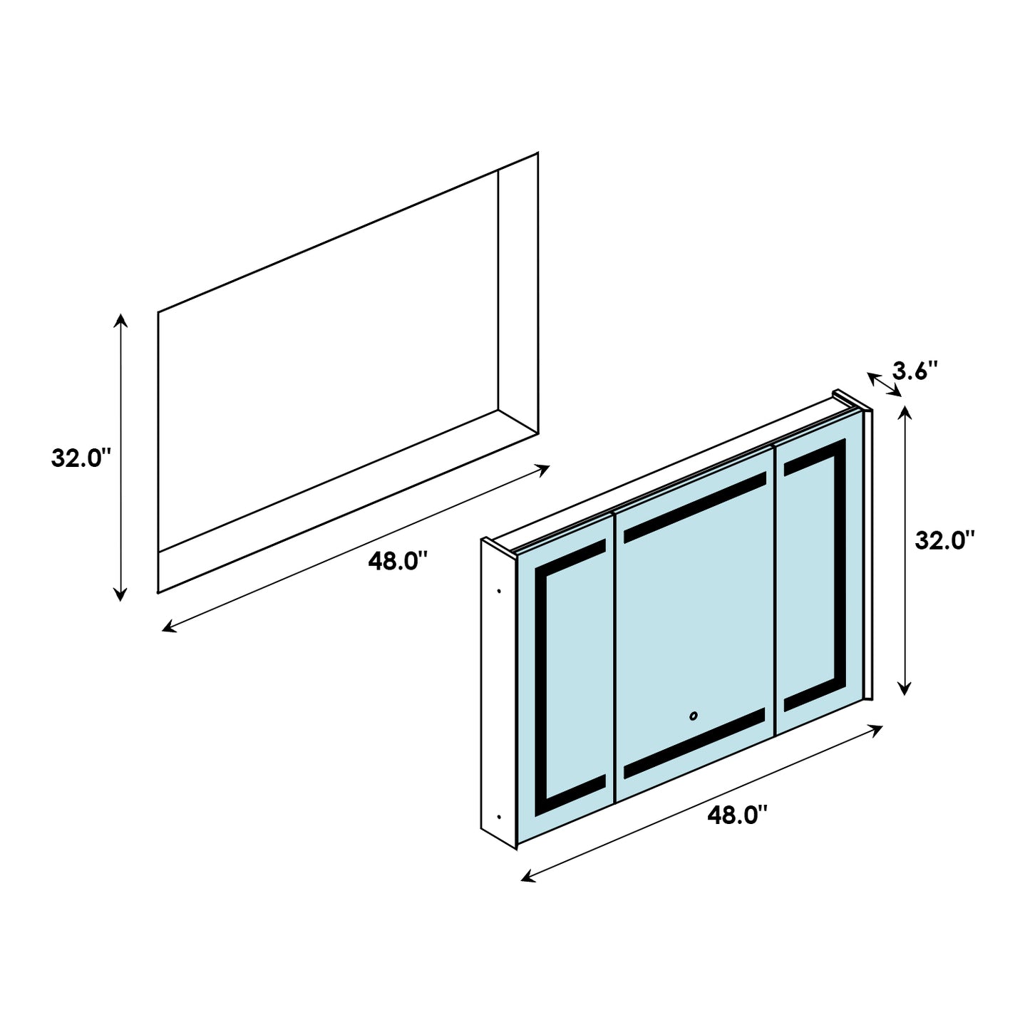 Bojano 48" Frameless Rectangle Surface or Recessed Mounted LED Lighted Bathroom Medicine Cabinet