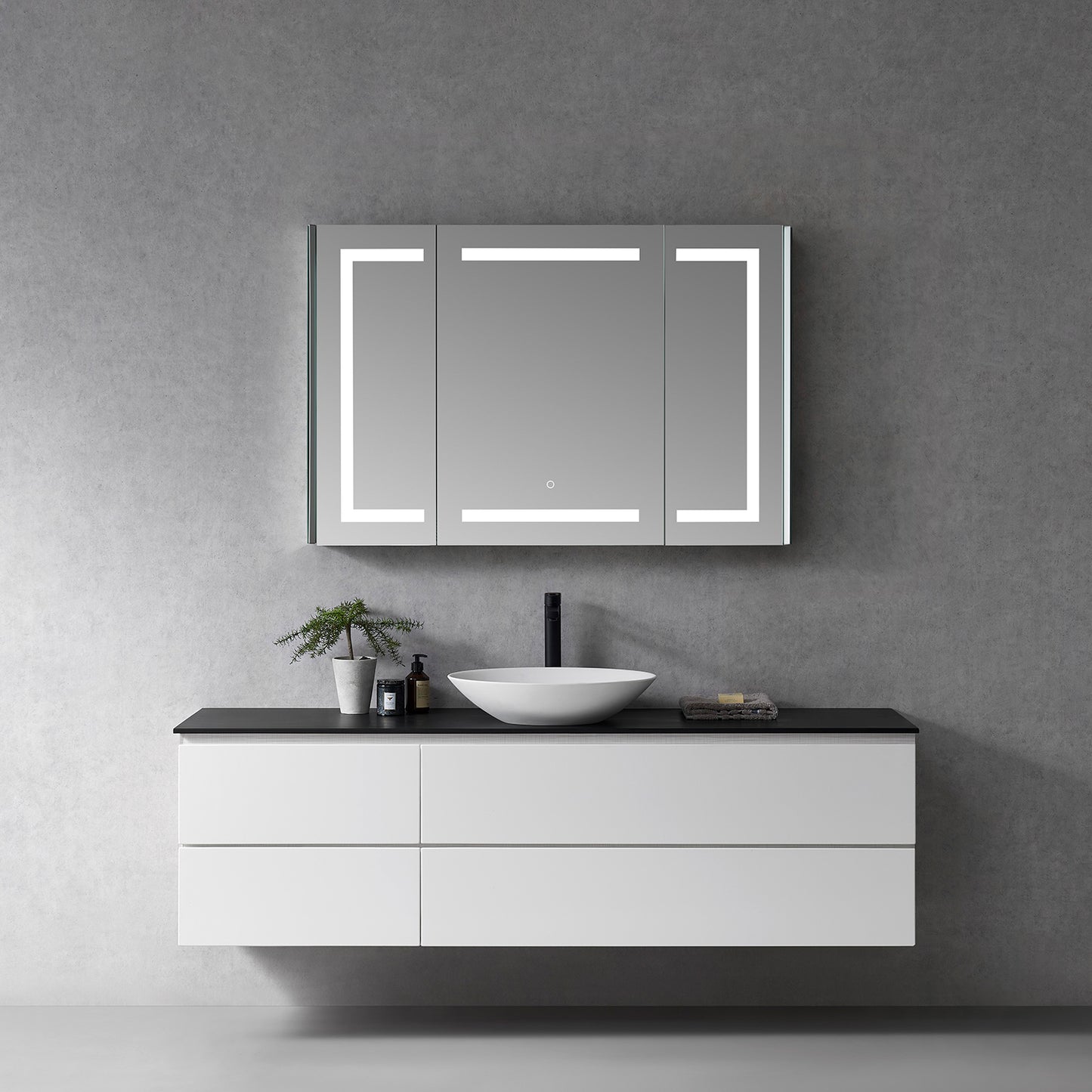 Bojano 48" Frameless Rectangle Surface or Recessed Mounted LED Lighted Bathroom Medicine Cabinet