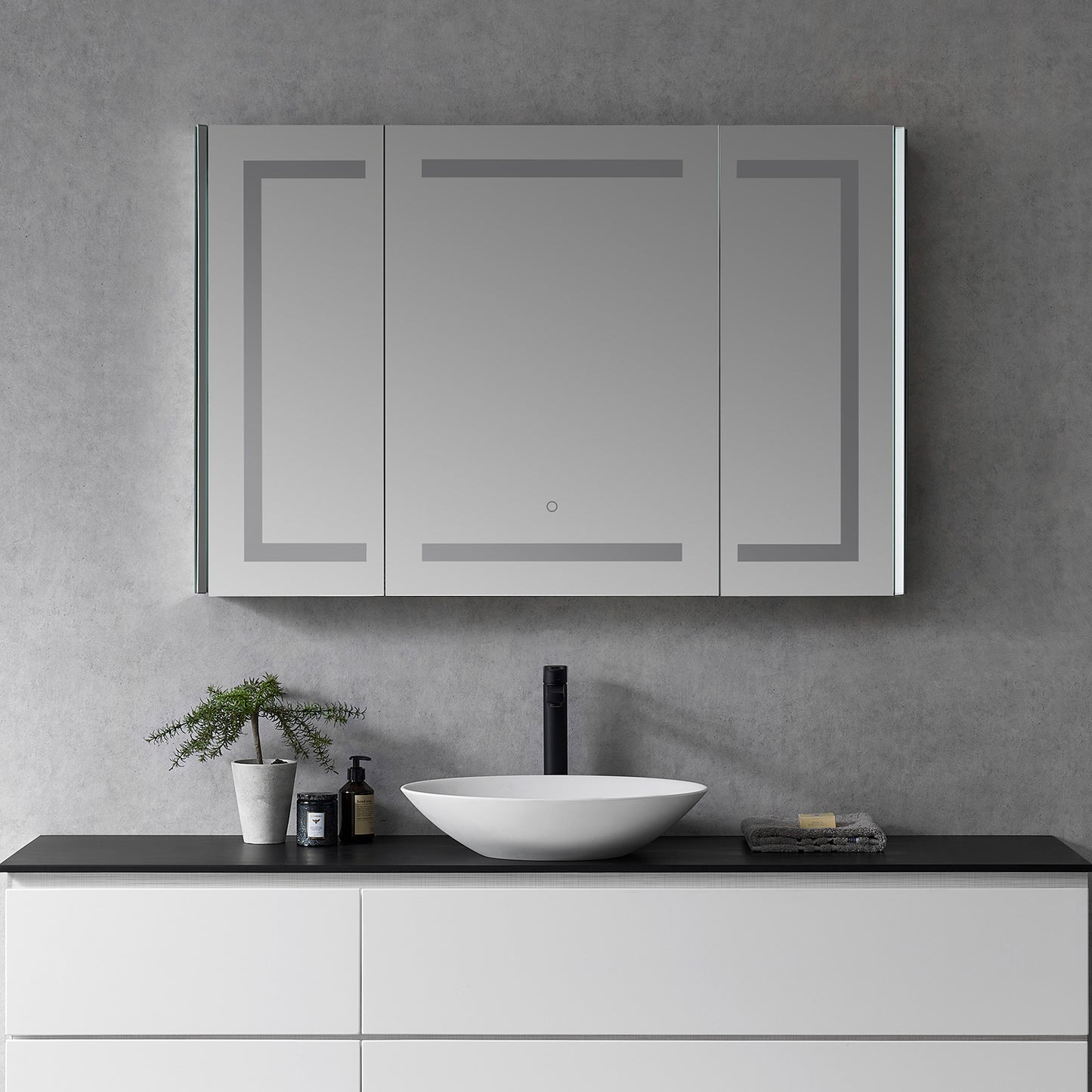 Bojano 48" Frameless Rectangle Surface or Recessed Mounted LED Lighted Bathroom Medicine Cabinet