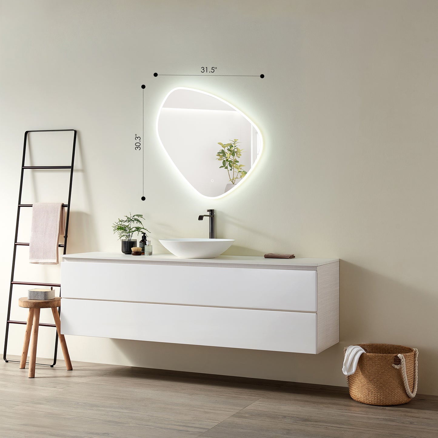 Rasso Novelty Frameless Modern Bathroom/Vanity LED Lighted Wall Mirror