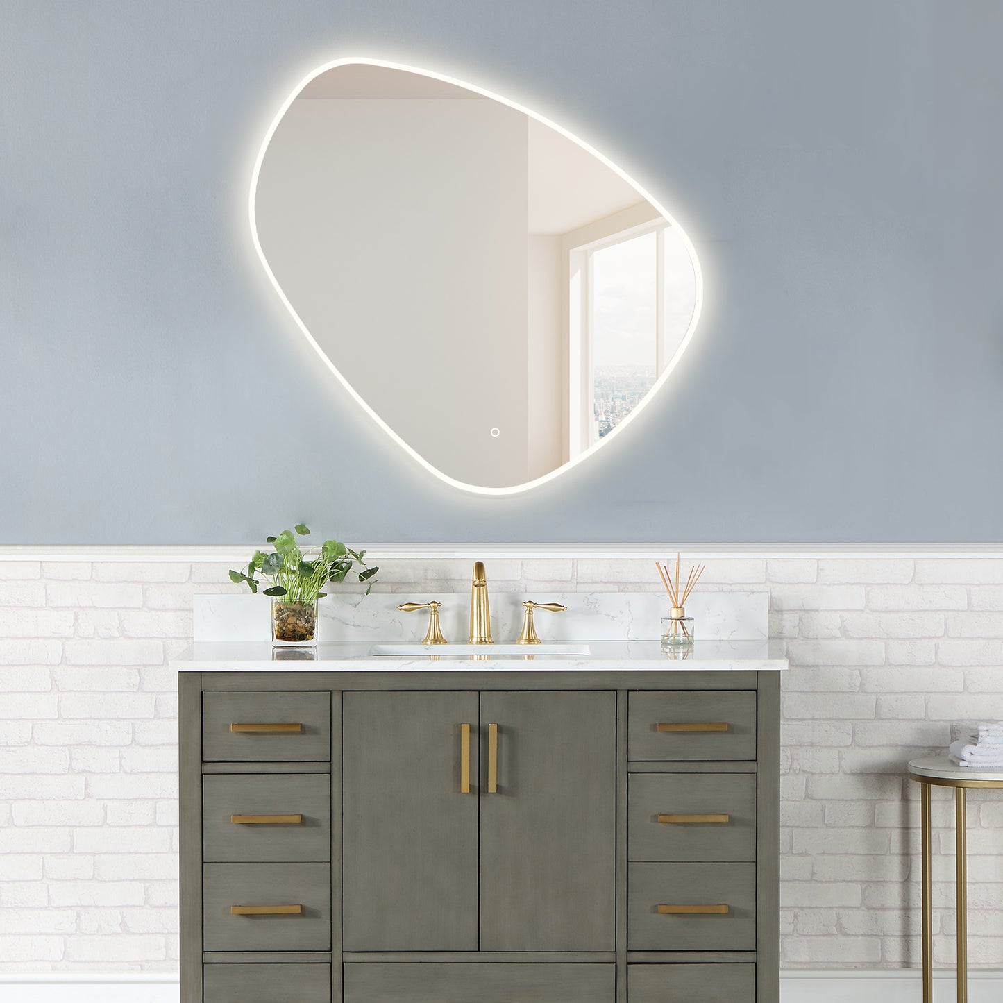 Rasso Novelty Frameless Modern Bathroom/Vanity LED Lighted Wall Mirror