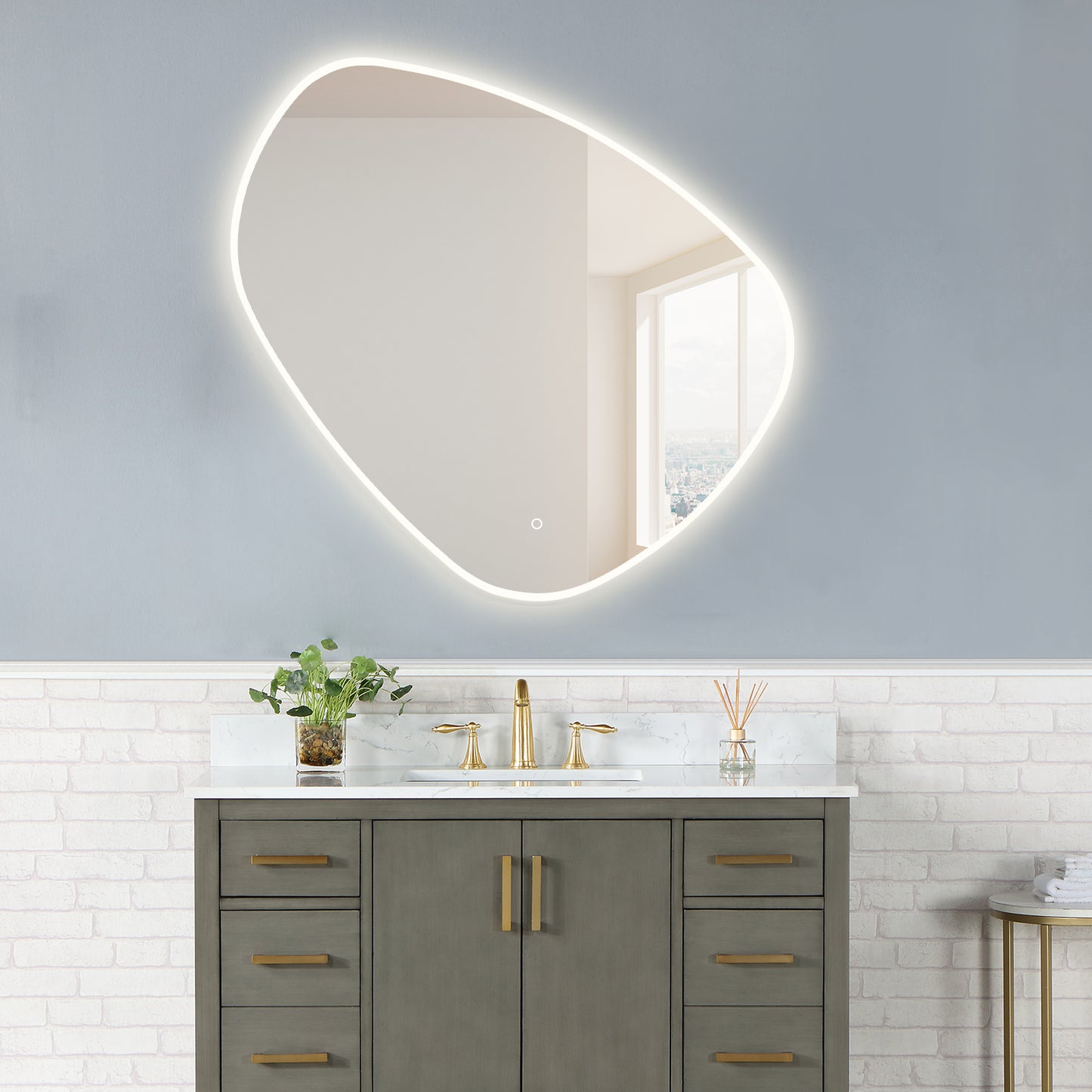 Rasso Novelty Frameless Modern Bathroom/Vanity LED Lighted Wall Mirror