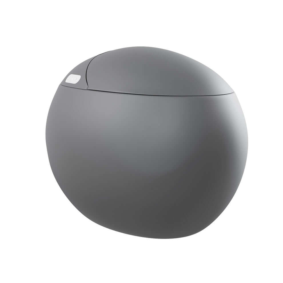 Swiss Madison Plaisir Round Smart Bidet Toilet in modern gray design with auto open/close features.