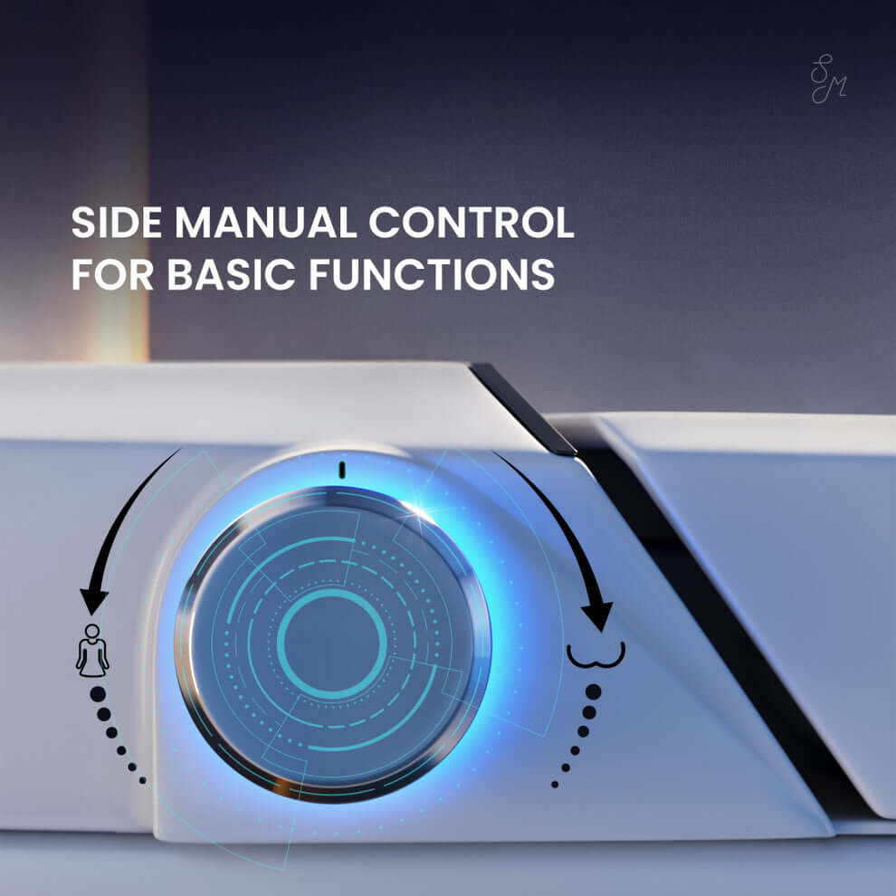 Side manual control dial for basic functions on Swiss Madison Viro V15 Signature Smart Bidet Toilet.